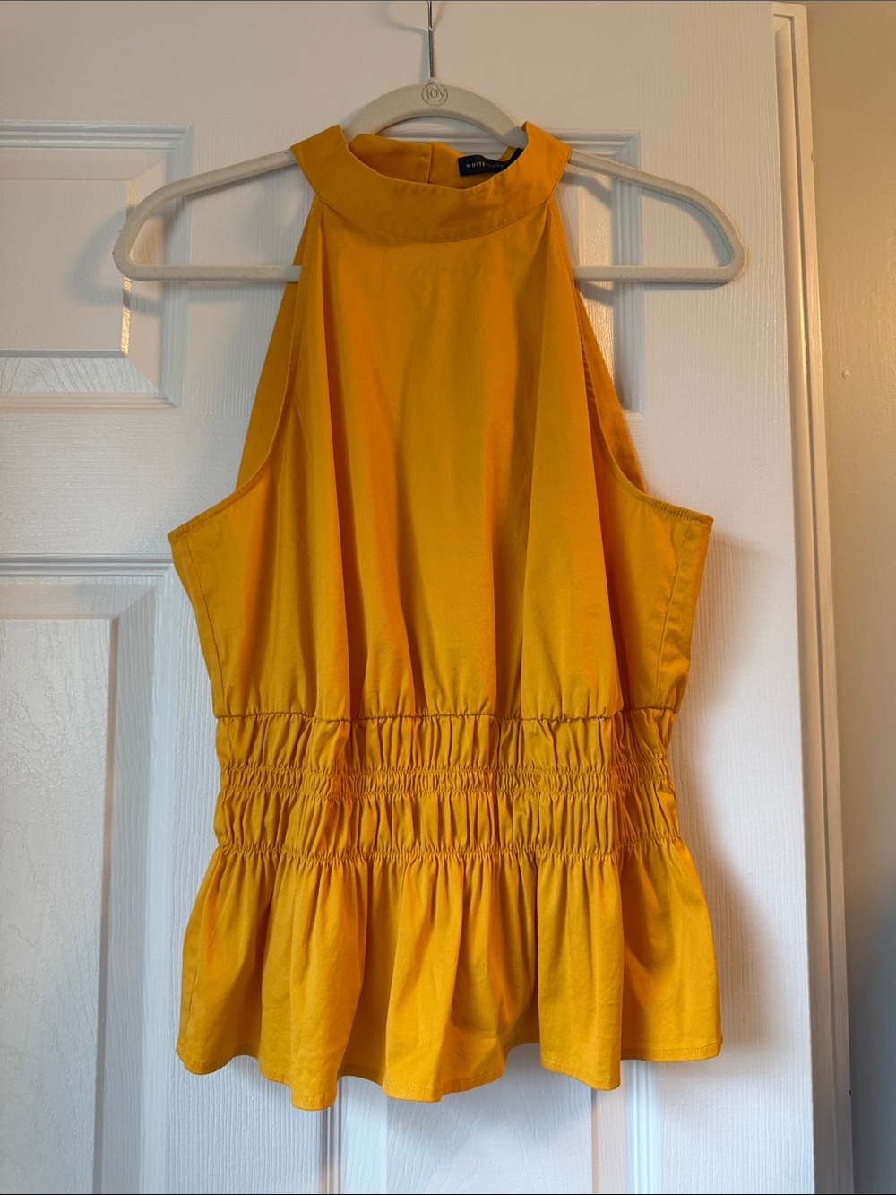 White House Black Market Yellow Halter Peplum Camisole